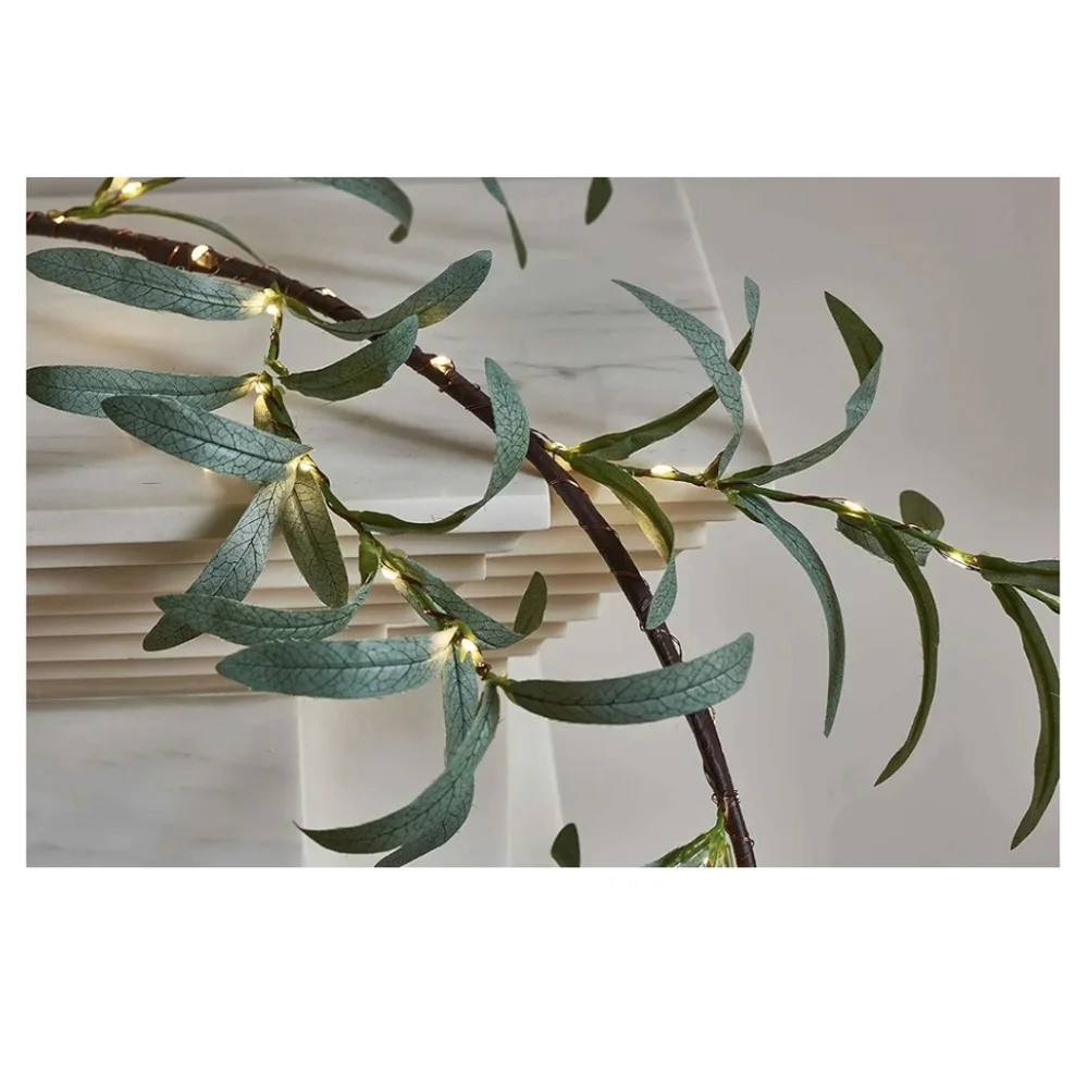 Lighted Artificial Olive garland 6ft 96LEd Fairy Lughts Battery Operated Faux V